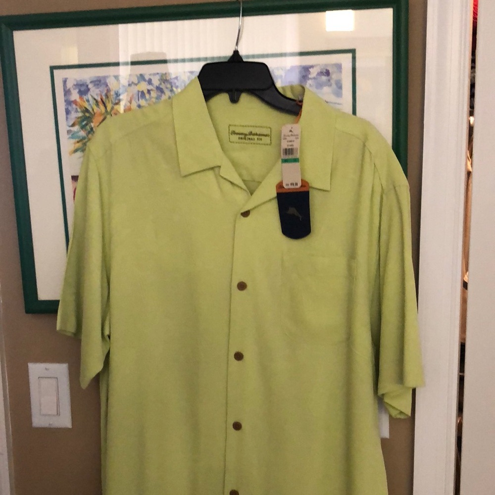 Tommy Bahama silk shirt new with tags color is lime green